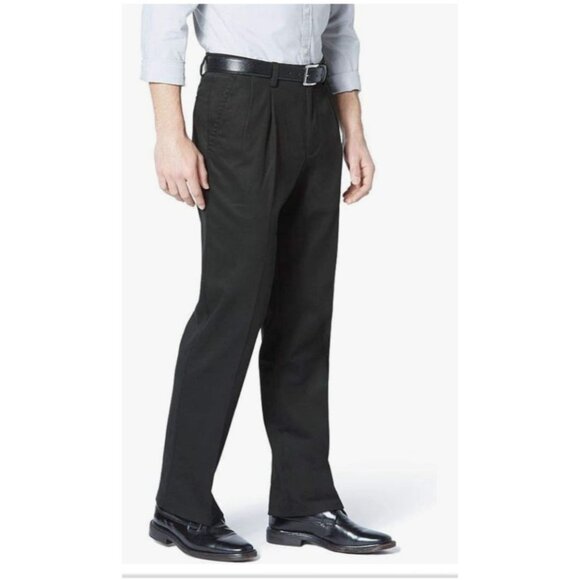 Dockers Mens Easy Khaki Classic Fit Pleated Dress Pants 36 W x32 L Stretch Black - Picture 3 of 12